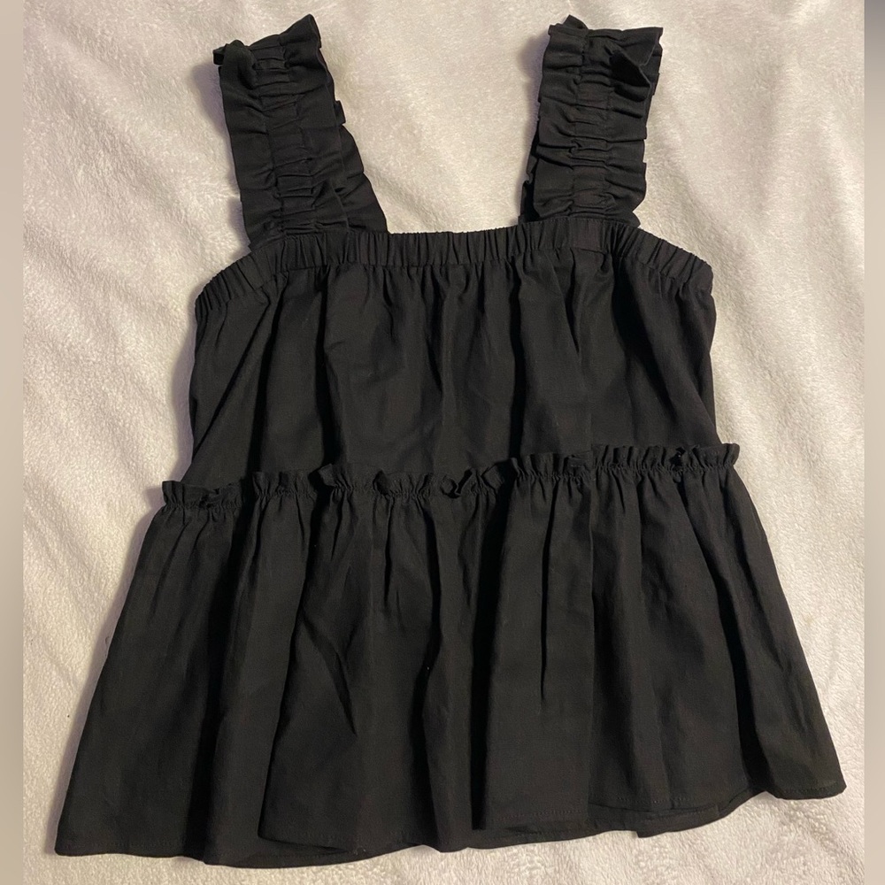 Boutique Black Babydoll Ruffle Top